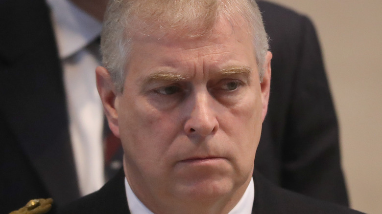 Prince Andrew looking stern