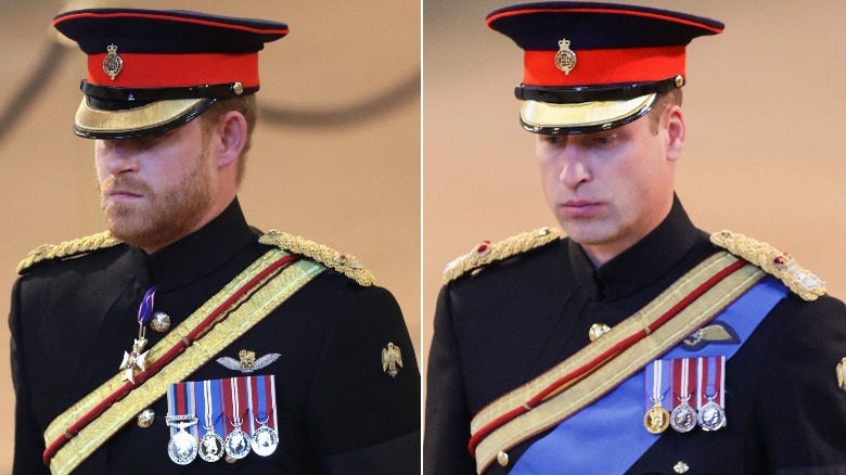 Prince William and Prince Harry at funeral  