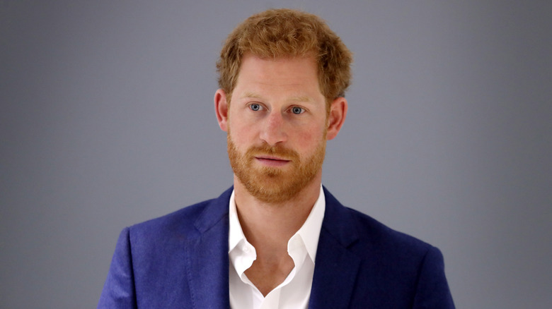 Prince Harry looking serious 