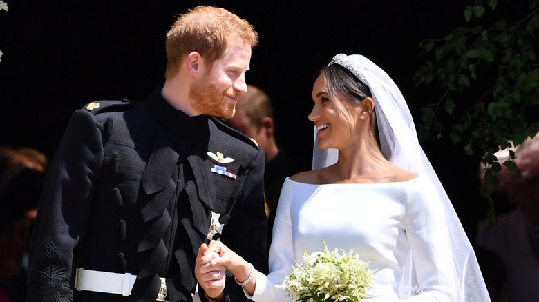 Prince Harry and Meghan Markle at their wedding