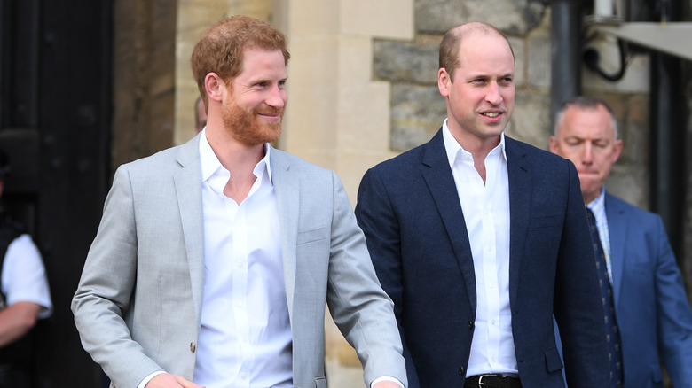 Harry and William walking together in 2018 