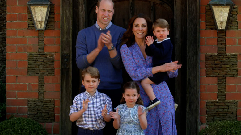 Prince William posing with his family 