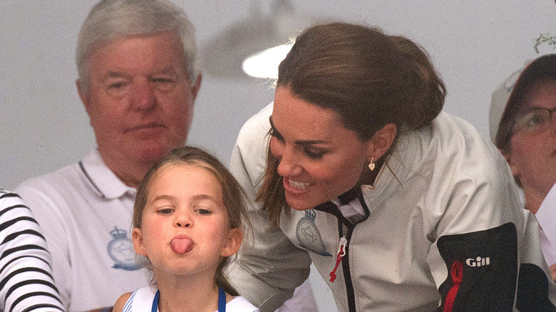 Princess Charlotte sticking out her tongue