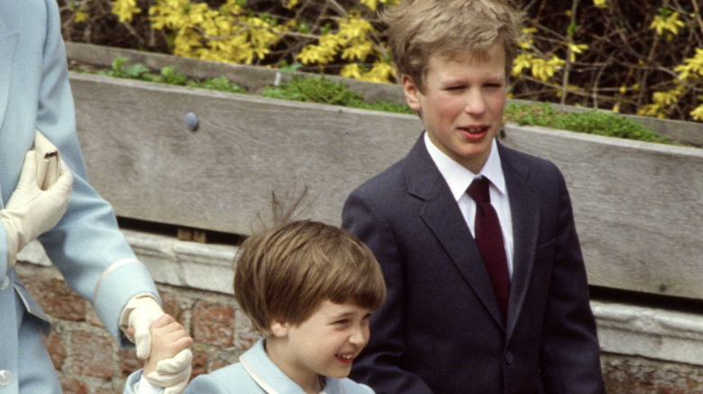 Prince William and Peter Phillips as children