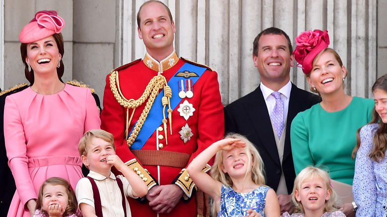 Prince William, Peter Phillips, and their families 