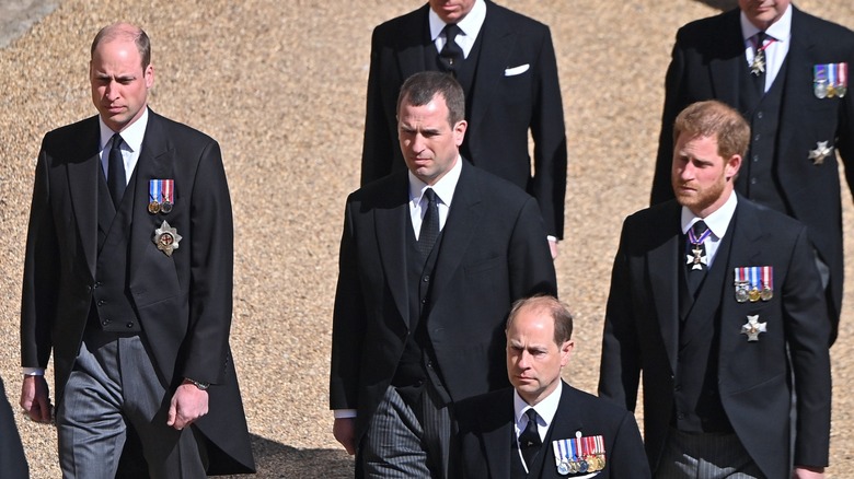 Prince William, Peter Phillips, and Prince Harry 