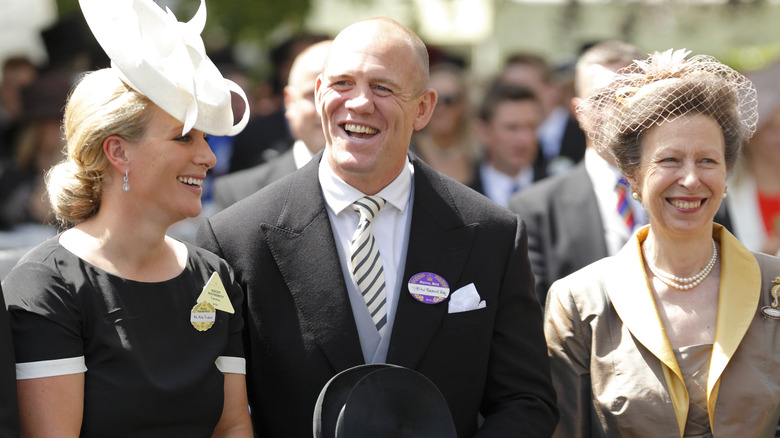 Mike, Zara, and Princess Anne laughing