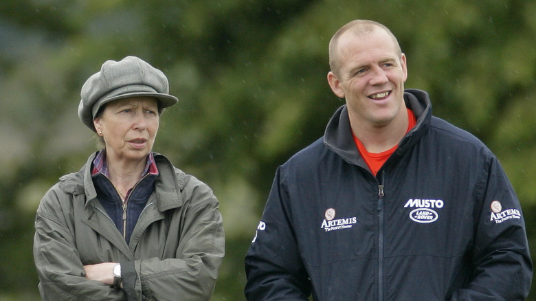 Princess Anne and Mike Tindall talking