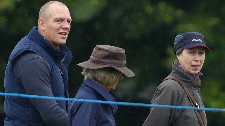 Mike Tindall and Princess Anne walking