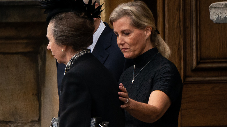 Sophie, Duchess of Edinburgh, comforting Princess Anne