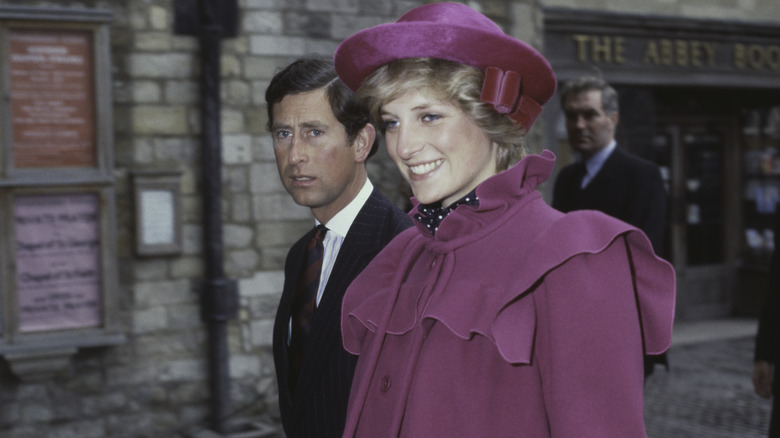 Princess Diana and Prince Charles walking