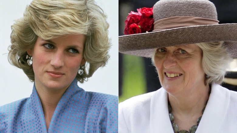 Princess Diana and Lady Jane Fellowes smiling