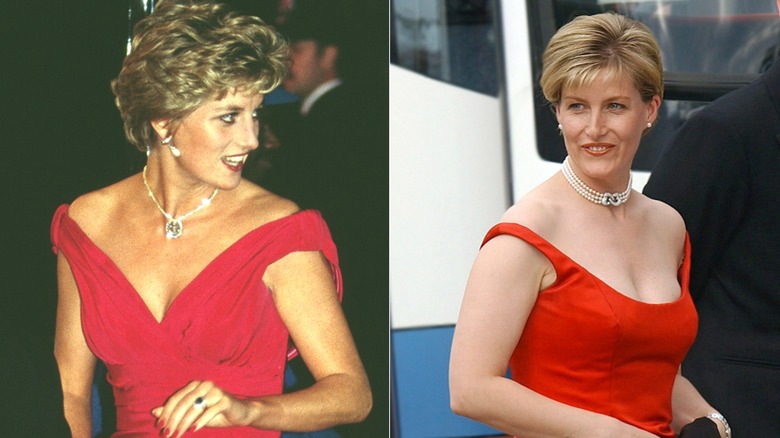 Princess Diana, Sophie Rhys-Jones dressing in red