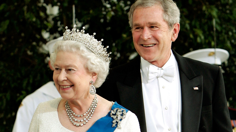 Queen Elizabeth and George W. Bush