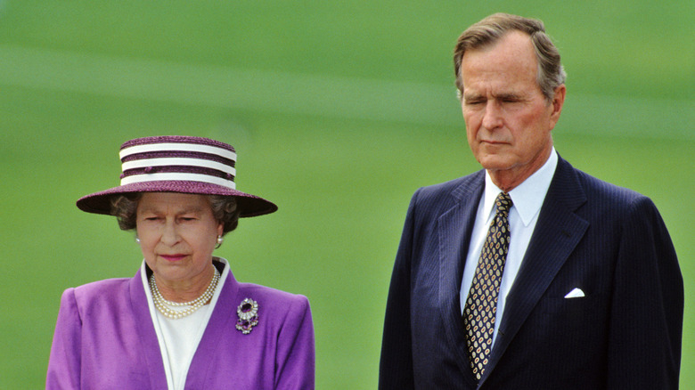 Queen Elizabeth and George H. W. Bush