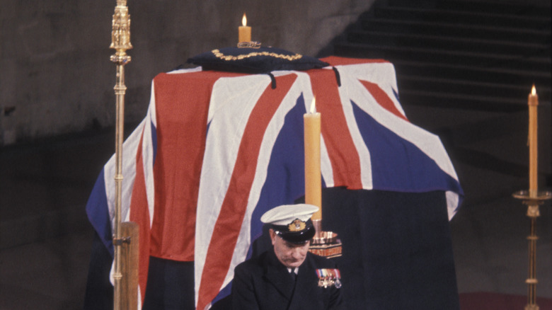 Coffin of Winston Churchill at Westminster Hall