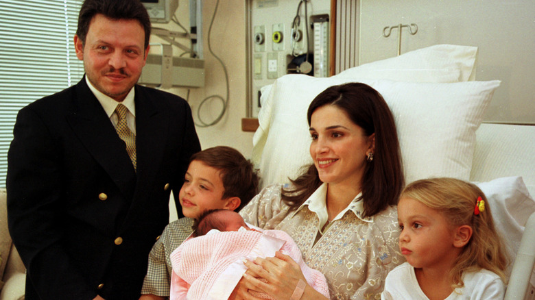 King Abdullah, Queen Rania, and their children in hospital