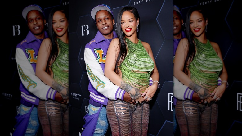 Rihanna and A$AP Rocky smiling