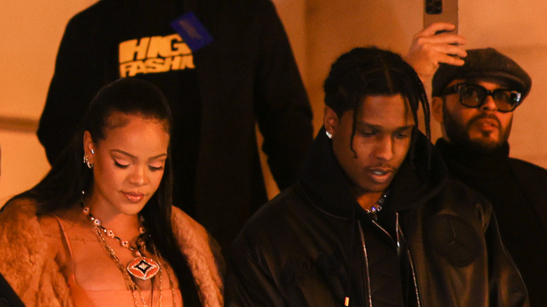Rihanna and A$AP Rocky at fashion week event 