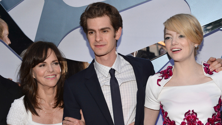 Sally Field, Andrew Garfield & Emma Stone posing