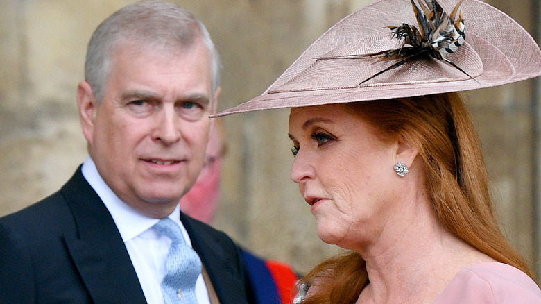 Prince Andrew and Sarah Ferguson at a wedding