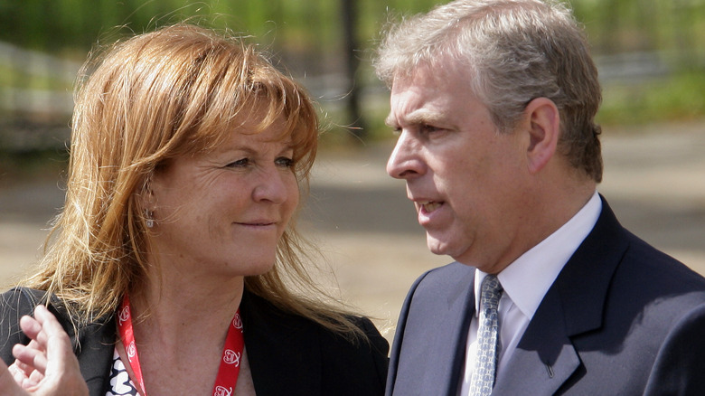 Sarah Ferguson and Prince Andrew talking