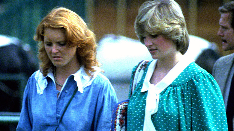 Sarah, Duchess of York, with Princess Diana