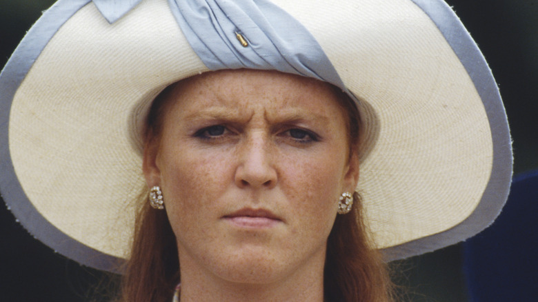 Sarah Ferguson frowning