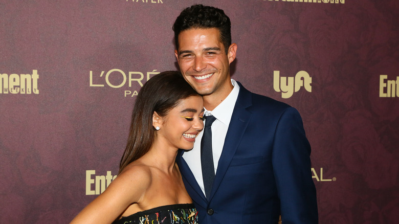 Sarah Hyland and Wells Adams smiling