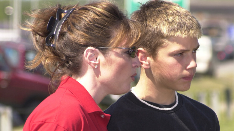 Sarah Palin with her son, Track