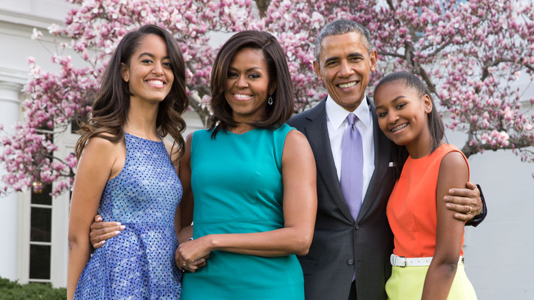 The Obamas smiling