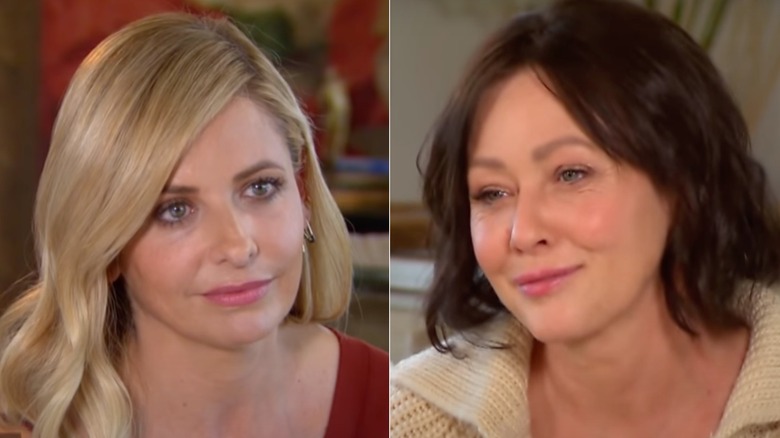 Sarah Michelle Gellar and Shannen Doherty split image