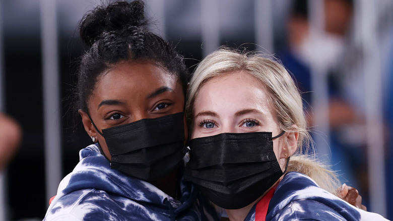 Simone Biles and MyKayla Skinner snuggle up