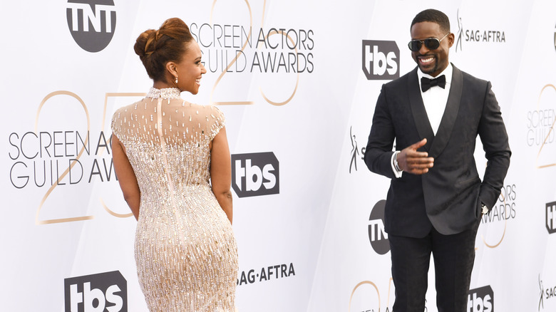 Ryan Michelle Bathe and Sterling K. Brown on red carpet