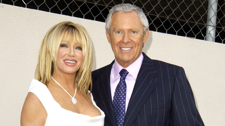 Alan Hamel with Suzanne Somers in white dress