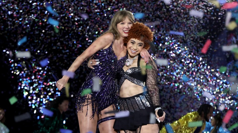 Taylor Swift Ice Spice hugging, smiling