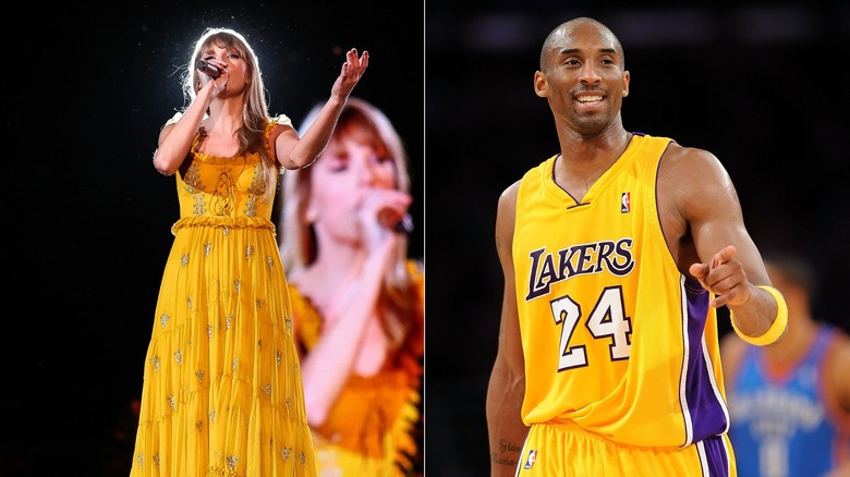 A split image of Taylor Swift and Kobe Bryant 