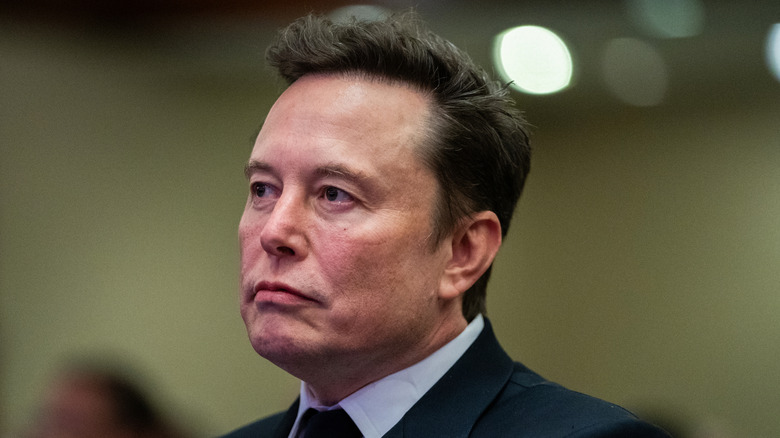 Elon Musk photographed looking stern