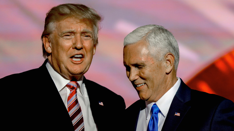 Donald Trump and Mike Pence at event