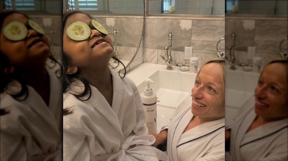 Jen Arnold and Zoey in bathroom