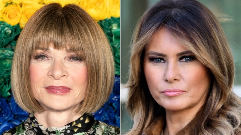 Split image of Anna Wintour and Melania Trump