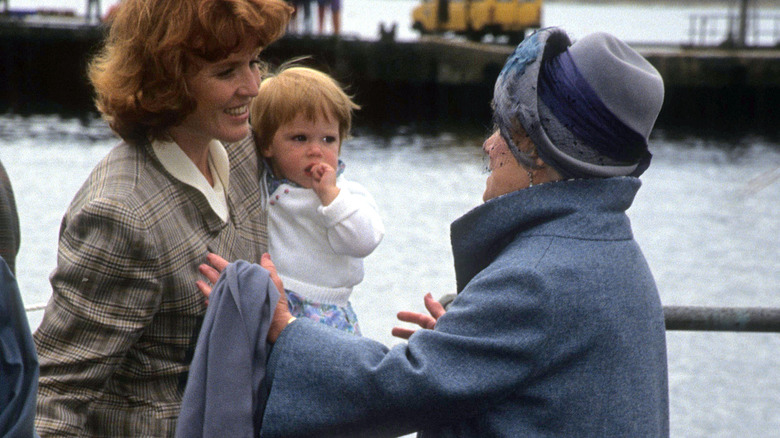 The Queen Mother embraces Fergie