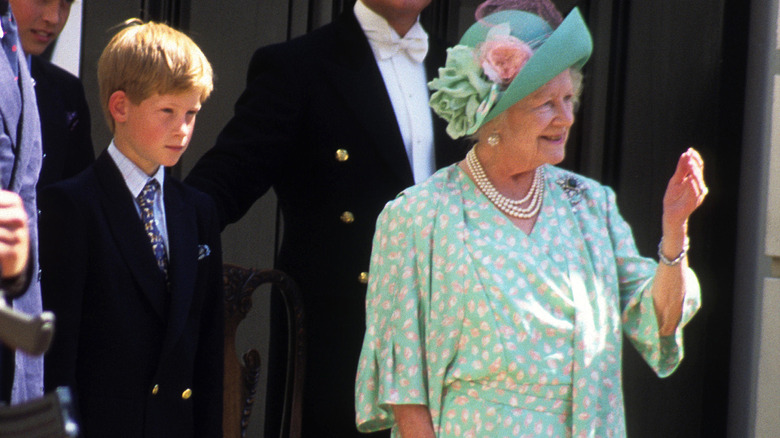 Harry behind the Queen Mother