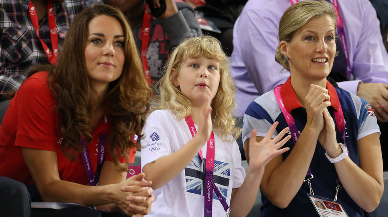 Kate Middleton, Lady Louise, & Sophie Wessex watching Olympics