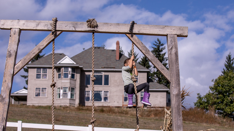 Kids' climbing rope at Roloff Farm