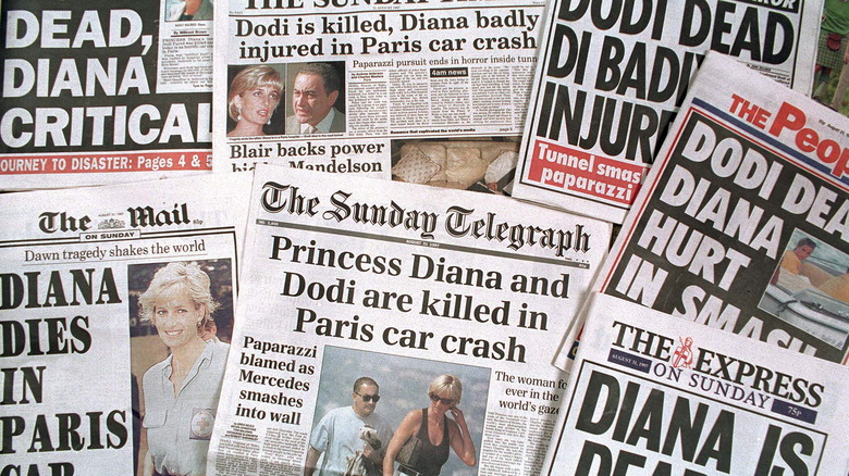 Diana newspaper coverage spread out