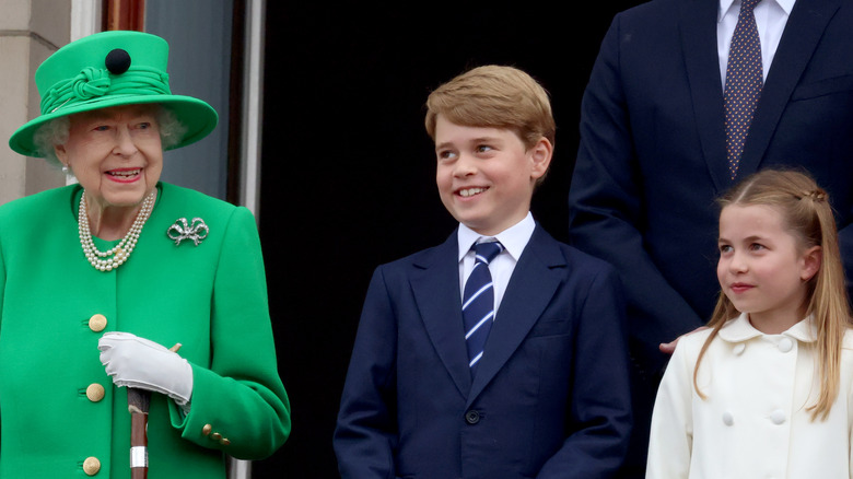 Queen Elizabeth, Prince George, and Princess Charlotte