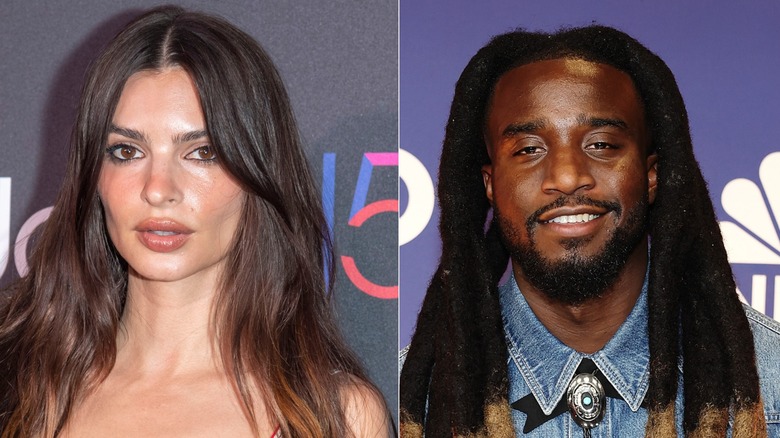 Emily Ratajkowski and Shaboozey split image