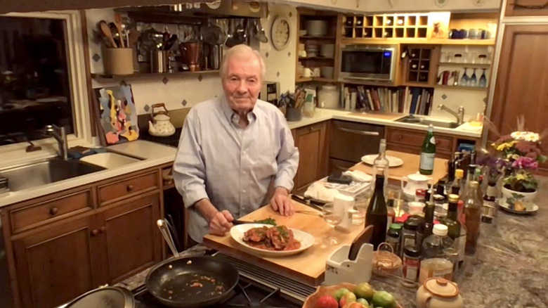 Jacques Pepin smiling cozy kitchen