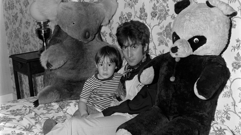 Julian and John Lennon with teddy bears